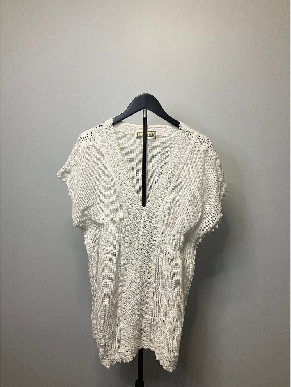 SeaSpice White Crochet Knit Cover Up Women's Large Boho Beach Tunic Swim Cover